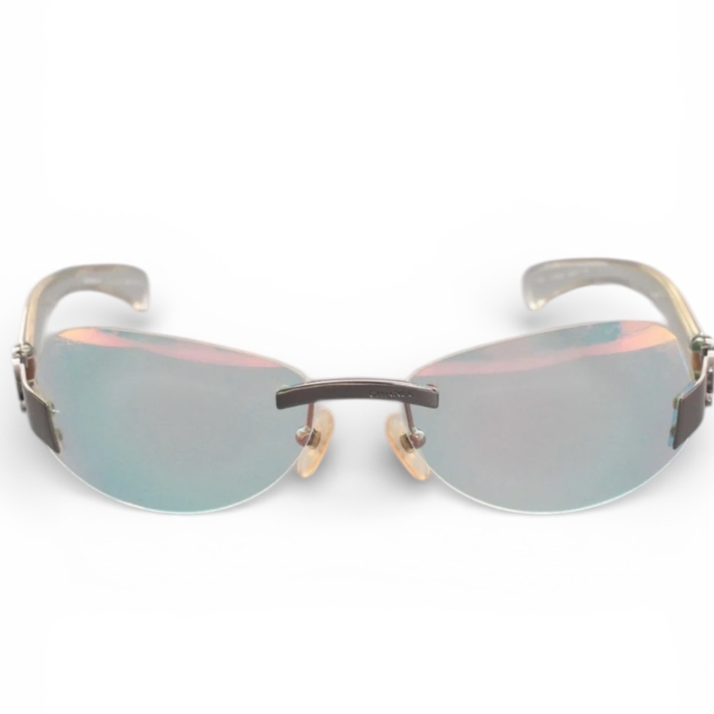 CHANEL Rare Iridescent Blue Vintage CC Logo Sunglasses - Picture 8 of 14